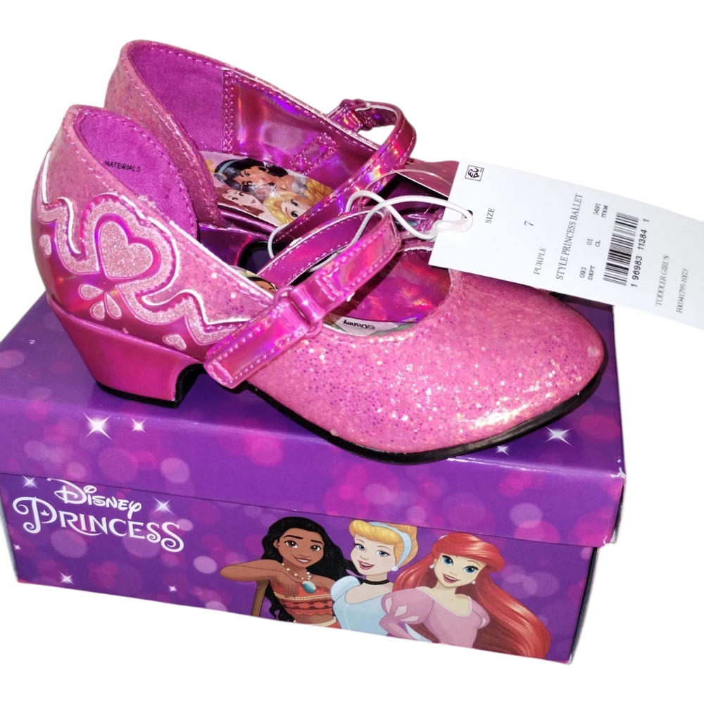 Disney Princess Pink Glitter Shoes Size 7 Brand New In Box - Picture 3 of 7